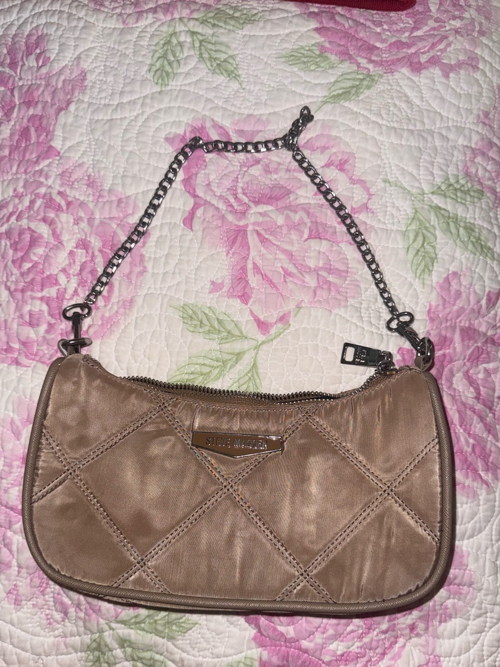 Steve Madden Taupe Quilted Shoulder Bag